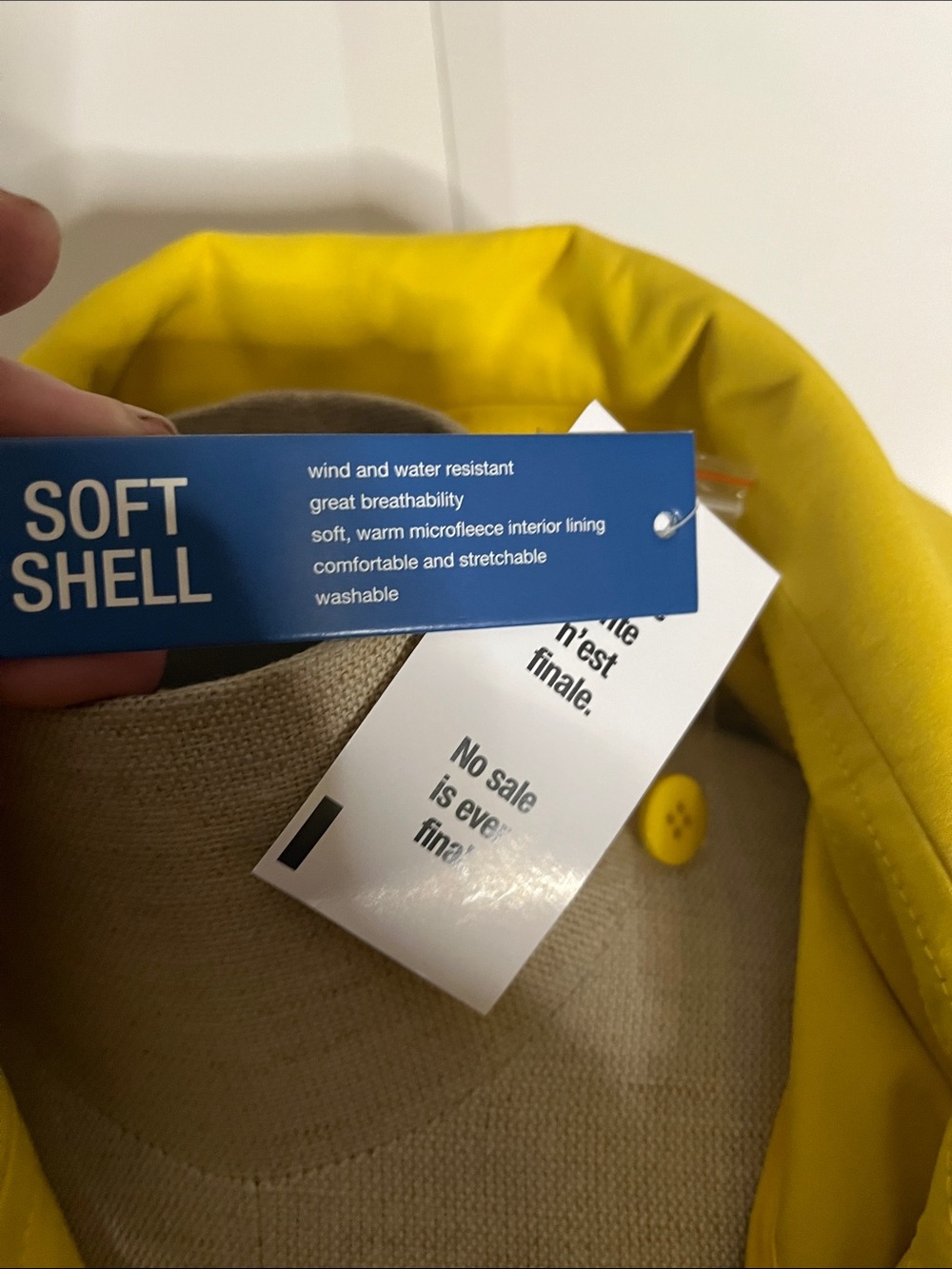 🌹NWT water resistant jacket asymmetrical zipper bright yellow hood - Picture 4 of 9